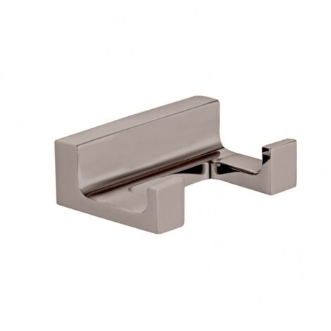Patère double NIL en laiton métal gris poli 6x4,2x2,1 cm