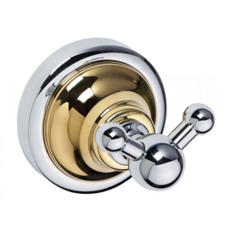 Patère double RETRO en chrome-or 6,5x6,5x6,5 cm