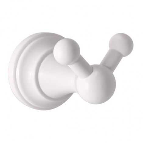 Patère double rétro MORAVA en laiton blanc 7,85x5,85x5,95 cm