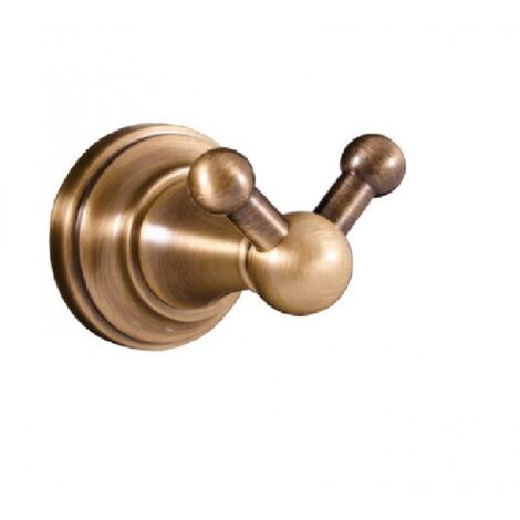 Patère double rétro MORAVA en laiton bronze 7,85x5,85x5,95 cm
