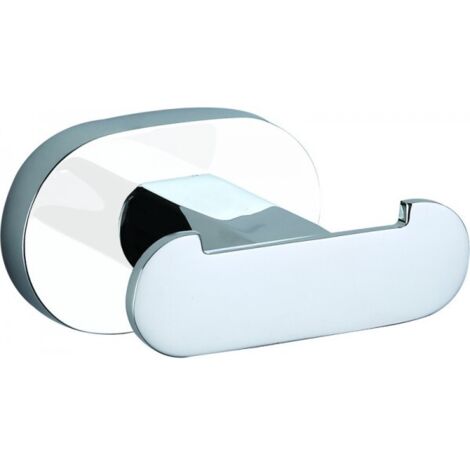 Patère double YUKON en laiton blanc chromé 6 cm
