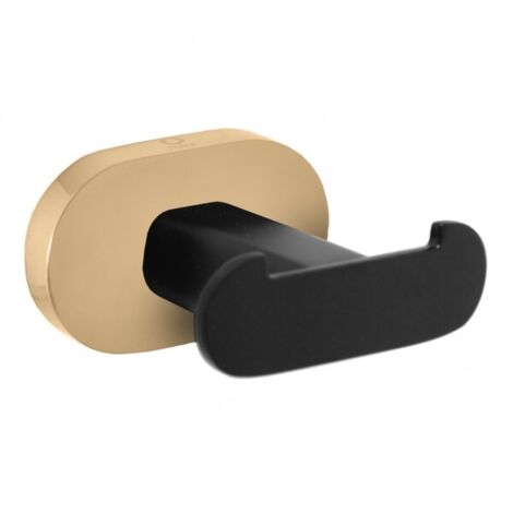 Patère double YUKON en laiton noir doré 6 cm