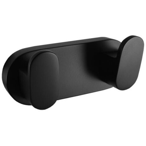 Patère double YUKON en laiton noir mat 10 cm