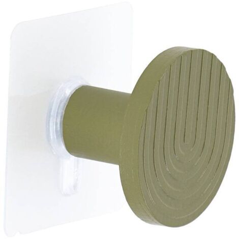 Patere en bambou/bois grave d 5cm sur sticker - vert olive - Tendance