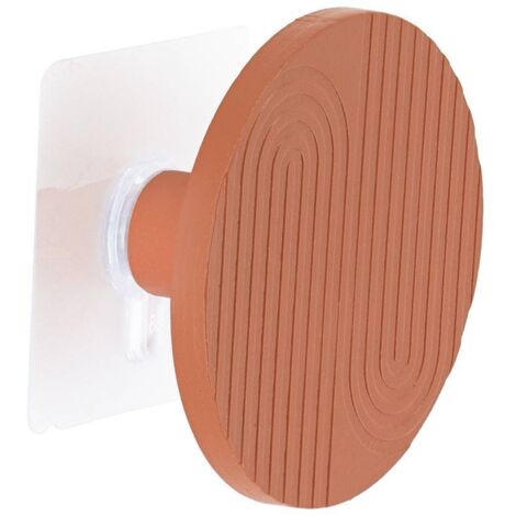 Patere en bambou/bois grave d 8cm sur sticker - terre de sienne - Tendance