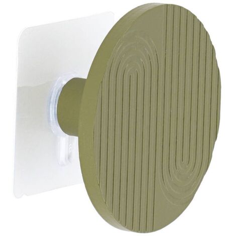 Patere en bambou/bois grave d 8cm sur sticker - vert olive - Tendance