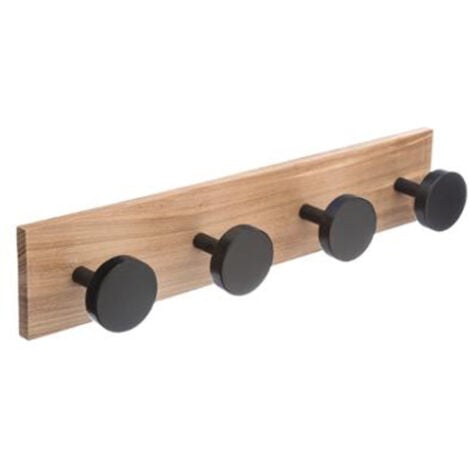 Patère en bois avec 8 crcohets noirs L 80 cm - Patères, plaques de porte -  Décomania