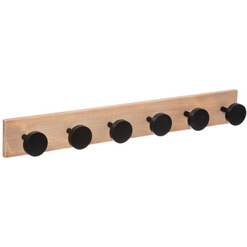 5five Simply Smart - Patère murale à 6 crochets en bois - Beige/Noir - l 8 x p 7 x h 58 cm - Livraison gratuite