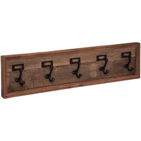 Patère en Bois de Manguier 5 Crochets en métal 82 x 20 cm - Atmosphera