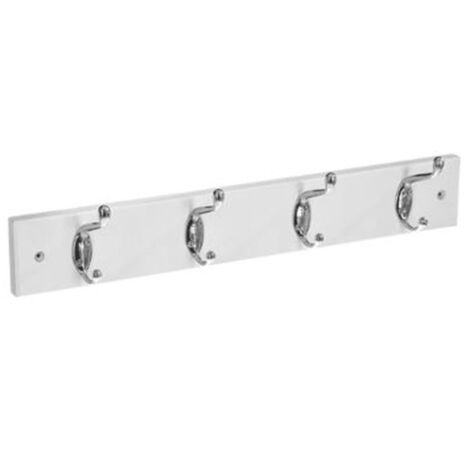 Patère en Bois & Métal "4 Têtes" 42cm Blanc