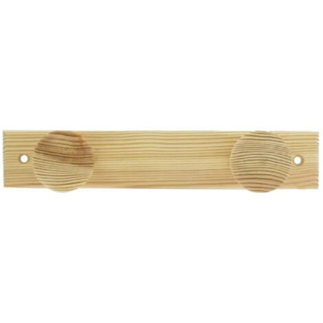 Patère en pin brut à 2 têtes, L. 225 x H. 42 x P. 60 mm CIME