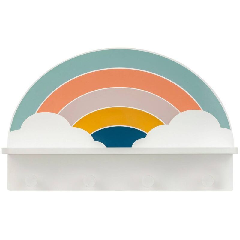 Patère étagère enfant Soel motif arc-en-ciel 4 crochets Atmosphera créateur d'intérieur