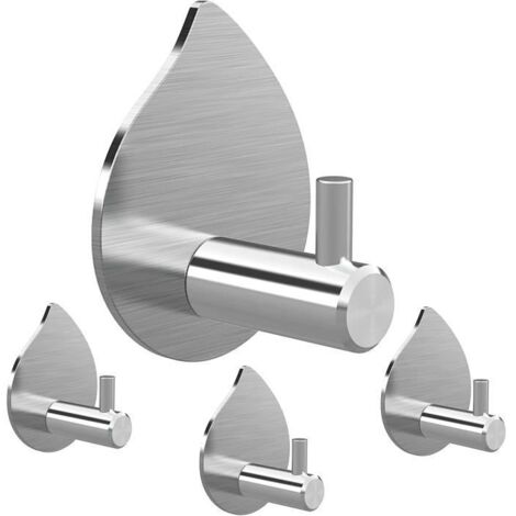 Patère - Inox - 4 Pcs - Autocollants - Résistant - Design Contemporain