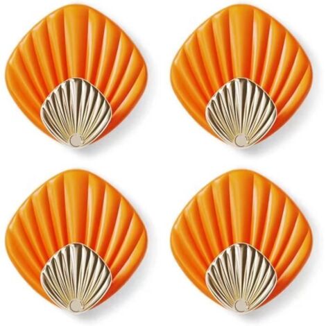 Patère - Marque inconnue - Modèle coquillage - 4 crochets autocollants - ABS - Orange
