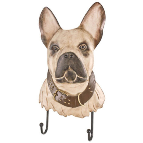 Patère Murale 2 Crochets "Bouledogue" 36cm Beige