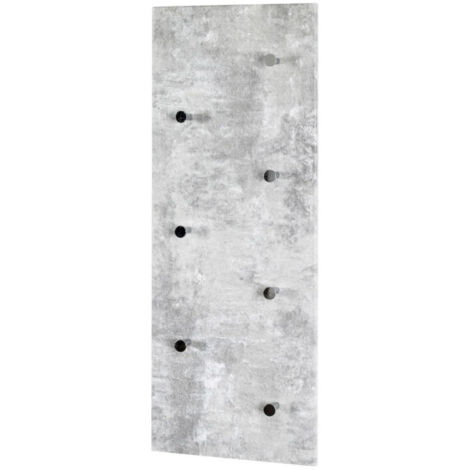 Patère Murale 7 Crochets Déco "Béton" 80cm Gris
