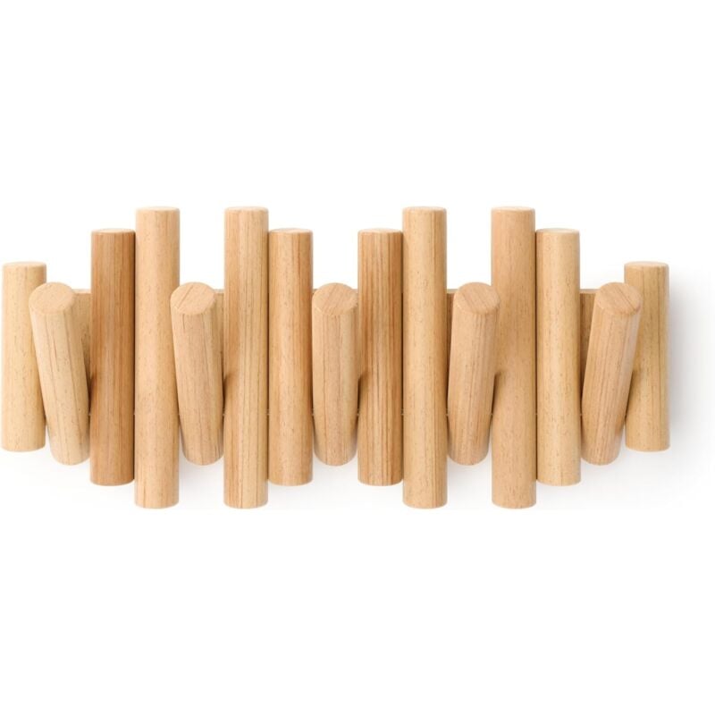 Jusch - Patère murale avec 5 crochets, bois naturel, 37,1 x 16,5 x 4,4 cm (coloris bois)