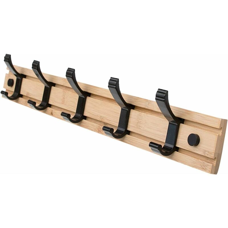 Patère Murale de 5 Crochets Mobile, Patères Porte Manteaux Crochet Mural pour Serviettes Chapeau Suspendre Manteaux écharpes, Sacs à Main et