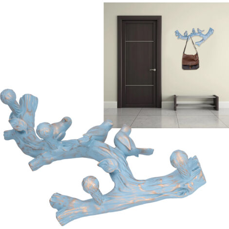 Patère Murale Décorative Autocollante Innovante Résine Imperméable Design Art Branche Oiseau pour Chambre Salon 29.5cm
