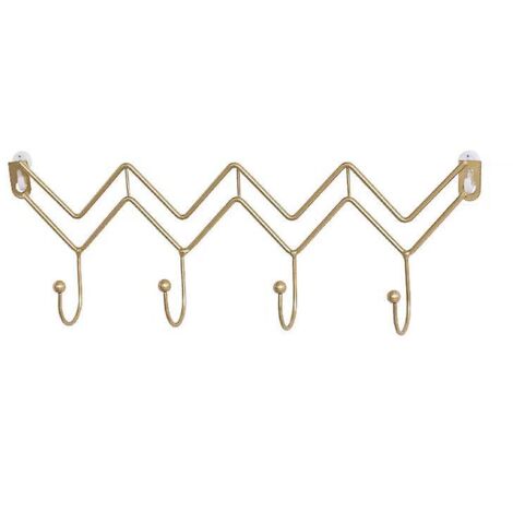 Patère murale dorée en forme de vague, style nordique, pour manteau, chapeau, écharpe et rangement derrière une porte