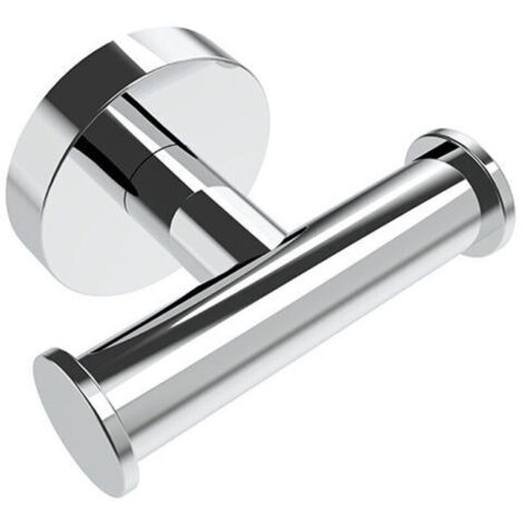 Patère murale double ronde en chrome – Crochet porte-serviettes pour salle de bain, 1 pièce, finition brillante et design moderne