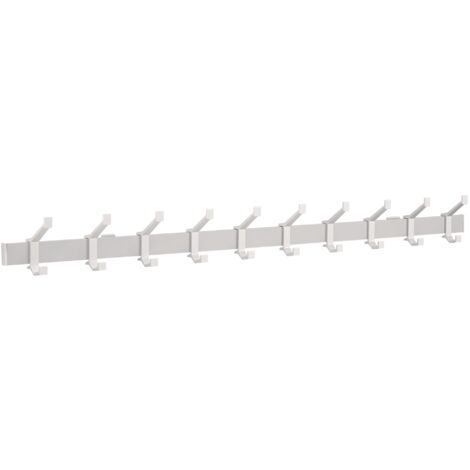 Patère murale en aluminium F1 ma argentée 10 crochets pour chapeaux/manteaux L.1250mm