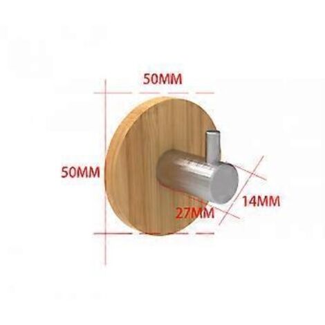 Patère murale en bambou et acier inoxydable pour serviettes