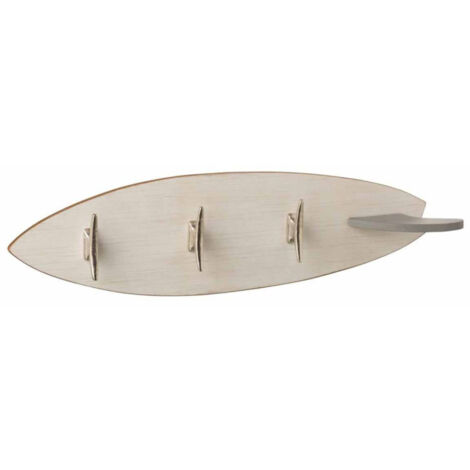 Patère Murale en Bois "Surf" 66cm Beige & Argent