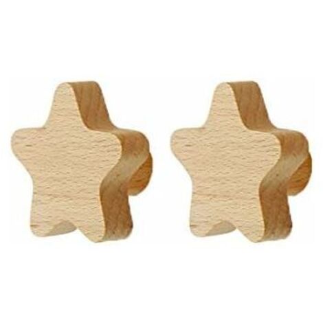 Patère Murale Enfant Crochets Muraux en Bois Porte-manteau mural pour accrocher sac serviettes et manteaux Décoration Scandinave Design Moderne (Étoile Lot de 2)