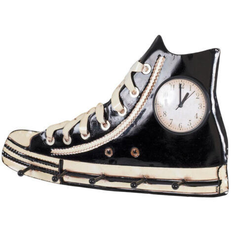 Patère Murale & Horloge Design "Baskets" 50cm Noir