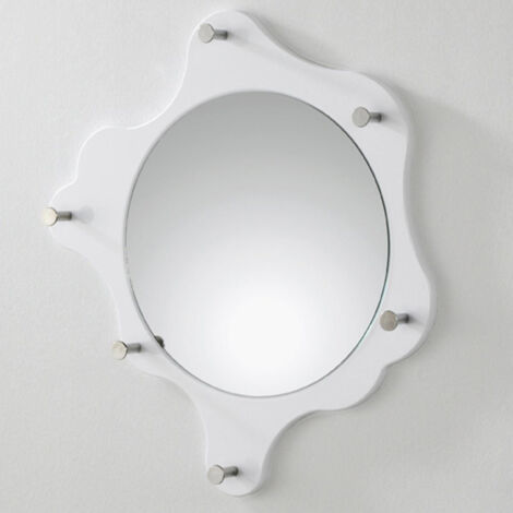 Patère Murale & Miroir "6 Crochets" 56cm Blanc