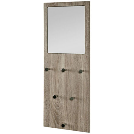Patère Murale & Miroir Design "Bora" 80cm Naturel