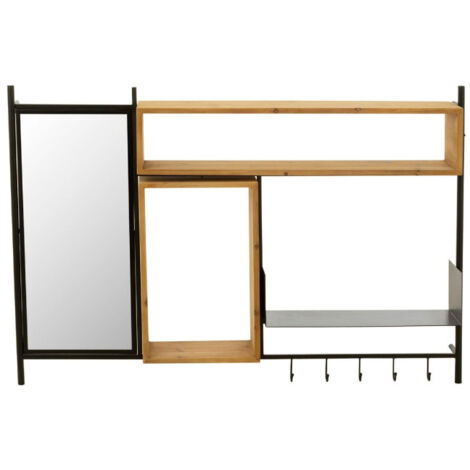 Patère Murale & Miroir "Tina" 130cm Noir & Naturel