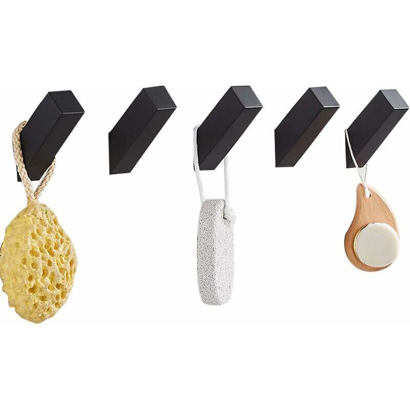 Odipie - Patère Murale, Salle De Bain pour Peignoirs, Porte-Serviettes, Chapeaux, Accessoire Salle De Bain Acier inox Noir Brossé Mat,Noir,5 Pack