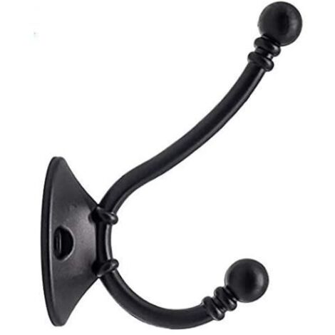 Patère Murale Vintage en Métal Noir avec 8 Crochets pour Rangement Intérieur