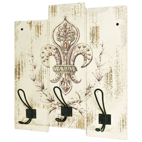 Patère Murale Vintage "Fleur De Lys" 42cm Beige