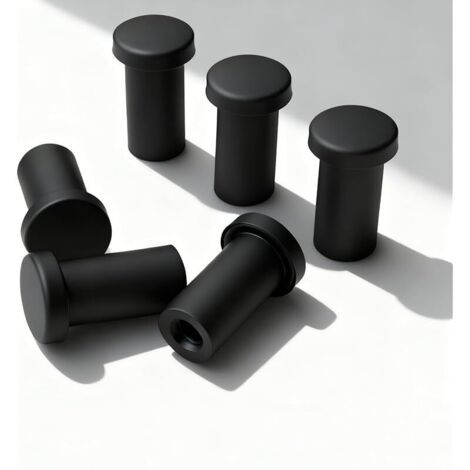 Patere Noire, 6 Pièces Acier Inoxydable Crochet Peignoir Mural 36 mm, Patere Salle de Bain Multifonction, Patère Ronde avec Vis et Tube D'expansion pour Cuisine, Salle de Bain et Chambre