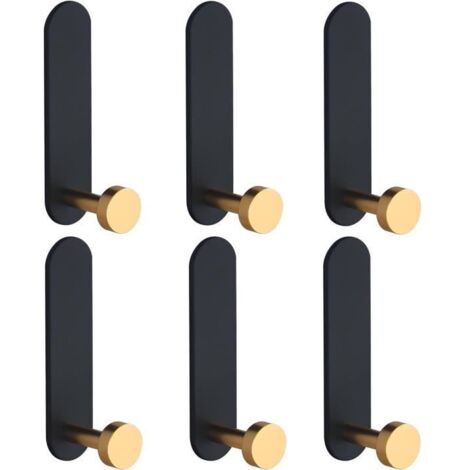 Patère - Non spécifié - 6 Pcs - Aluminium - Noir + Or - Charge 5KG