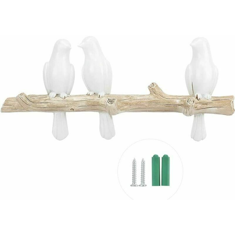 Patère Oiseau Décoratif en Résine à Accrocher à la Branche Cintre Décoratif Mural Art Déco Cintre pour Manteau/Chapeau/Clé/Serviette/Vêtements Cintre