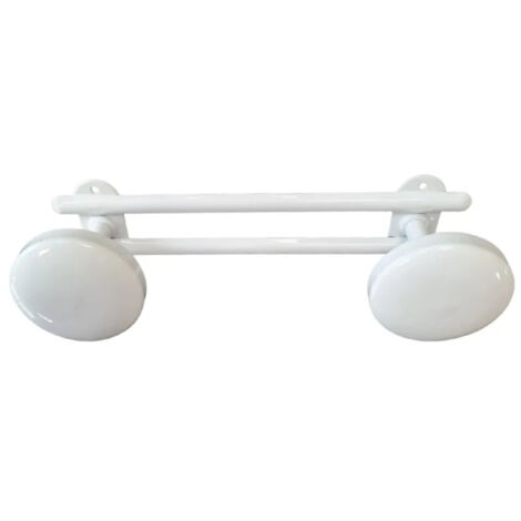 Porte-manteau mural en acier laqué blanc – 2 têtes diamètre 65 mm – Longueur 245 mm – Pour manteaux et sacs – Cime