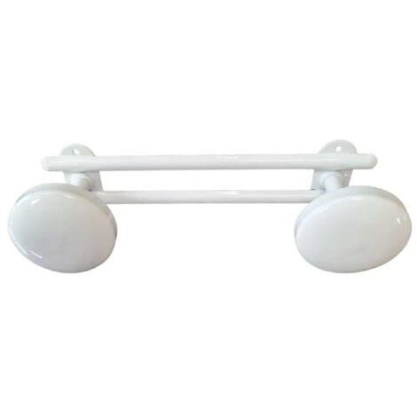 CIME Patère porte manteau mural 2 têtes diamètre 65 mm, acier blanc L. 245 mm