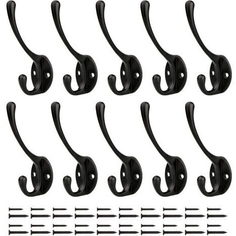 Patère Porte Manteau Mural Crochets Chapeau Crochets Muraux Robustes Avec Vis En Métal, Pour Cuisine Salle De Bains Chambre D'essayage （Noir 10 Pcs）