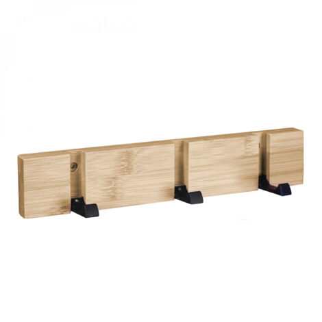 Patère, porte manteau mural rétractable - Bois - 3 crochets - Vivezen