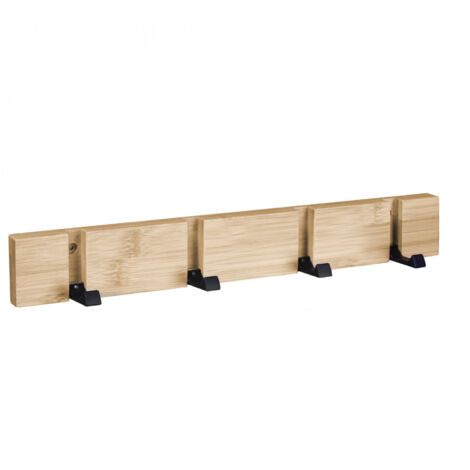 Patère, porte manteau mural rétractable - Bois - 4 crochets - Vivezen