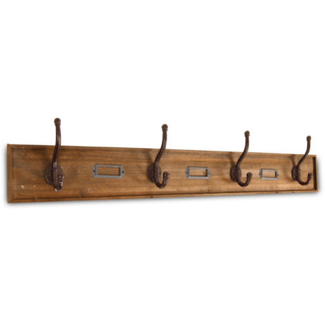 Patère portemanteau 4 accroches - Bois - Marron - Décoration d'Autrefois