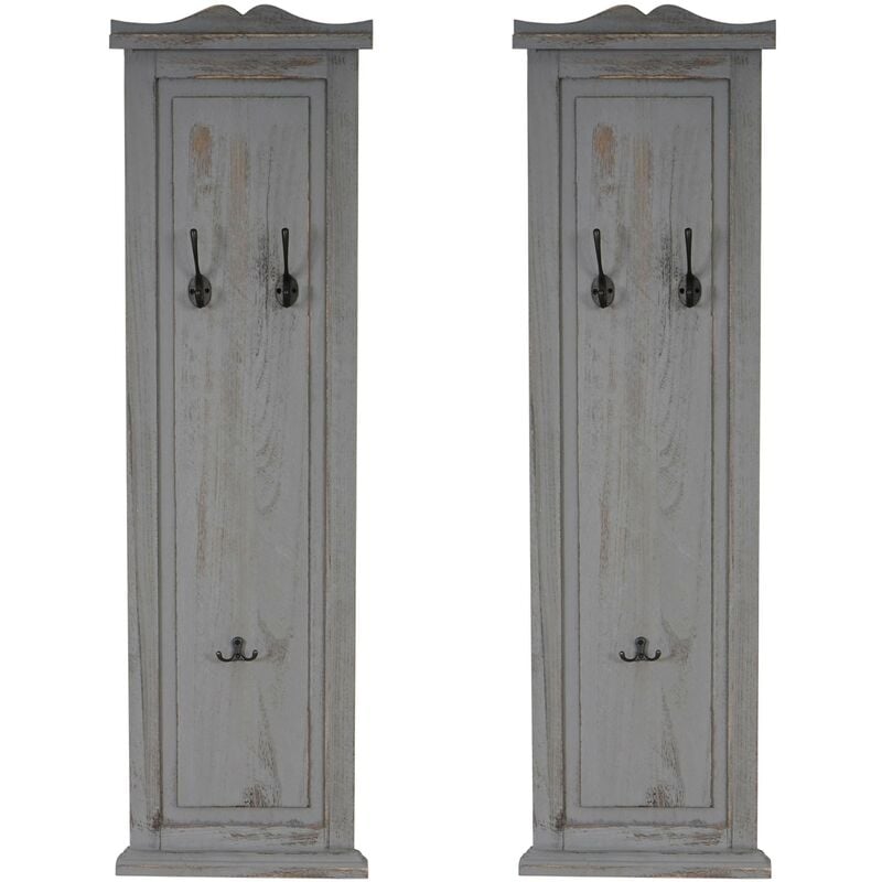 HHG - jamais utilisé] 2x patère, portemanteau, vestiaire ouvert, 28x3,5x109cm, shabby, vintage, gris