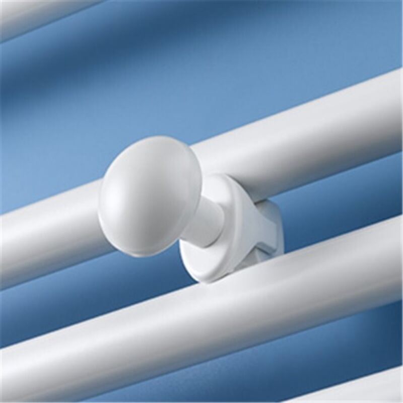 LVI - Patères rondes blanches (x2) pour radiateur sèche-serviettes tubes ronds