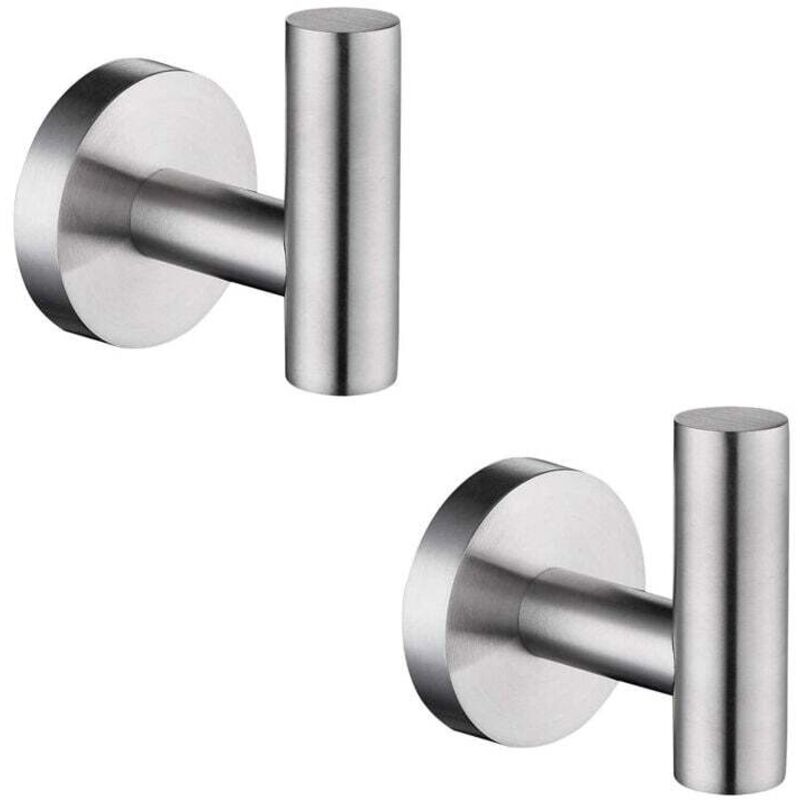 Alovez - Patère solide inox porte serviette salle de bain mural salle de bain et cuisine 2 pièces Macaron argent