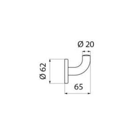 Patère virgule courte Ø62x65x73 mm en Inox 304 poli brillant - DELABIE