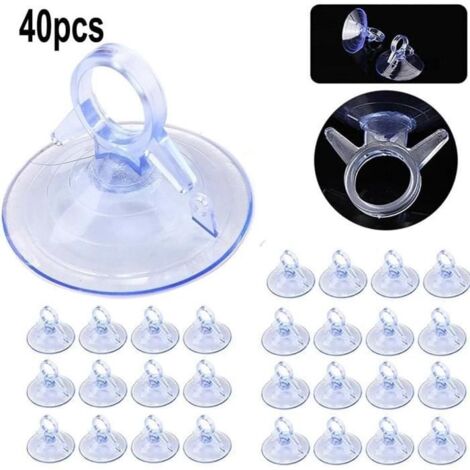 Patère,Lot de 40 ventouses en PVC transparent sans crochets,Ventouses rondes en plastique adhésif puissant pour voiture,pare-soleil
